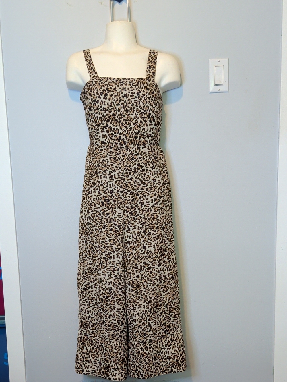 Japna Leopard Print Wide-Leg Cropped Jumpsuit in Tan and Brown